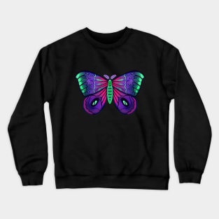 Neon Green Blue Pink Moth Crewneck Sweatshirt